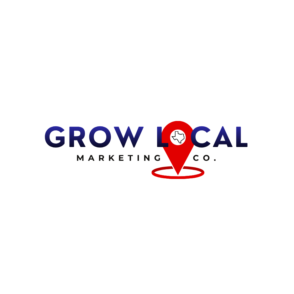 Grow Local Marketing Company logo with a Texas location pin